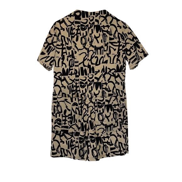 Matrushka Construction Size M Romper Pockets Zipper Abstract Tan Black Unique - Picture 2 of 8
